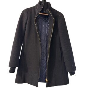 J. Crew Italian Stadium Cloth Black Wool Coat
